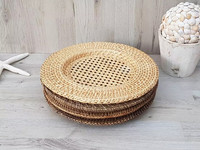 Assiette de présentation en rotin naturel 12 pouces, style vintage, haute qualité, idéale pour mariage, origine Vietnam - Meilleure vente