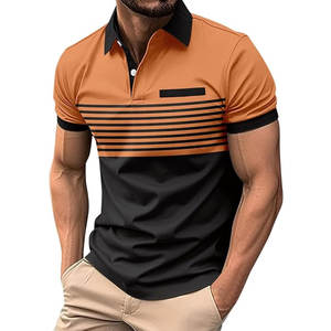 Polo d'été pour hommes, nouveau pull tricoté, couleur contrastée, polos tricotés - Product Image 2