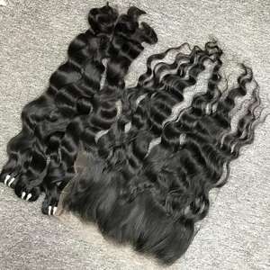 100% cabello humano virgen ondulado Hd encaje 13x6 Frontal con mechones onda Natural 13x4 extensiones de encaje conjunto completo máquina doble trama - Product Image 2