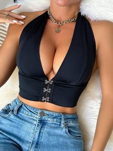 Top corto de colección Popular para mujer, Top corto sin costuras para entrenamiento de gimnasio, Top corto con cuello Halter de nuevo diseño - Product Image 5