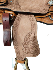 Selle de cheval occidentale anglaise sculptée à la main en cuir naturel de qualité supérieure de l'Inde disponible dans toutes les tailles - Product Image 5