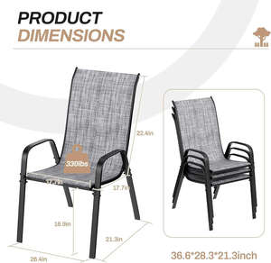 Modern Outdoor Dining <b>Chair</b> Steel Frame Breathable Mesh Lightweight Eco-Friendly <b>Comfortable</b> for Garden Balcony Apartment Use - Product Image 2