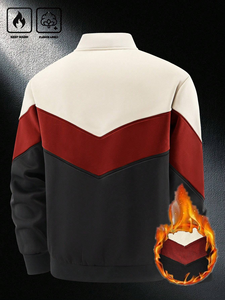 Blouson d'aviateur d'hiver personnalisé avec logo brodé en chenille Vestes universitaires en cuir véritable rose Colorblock pour hommes - Product Image 2