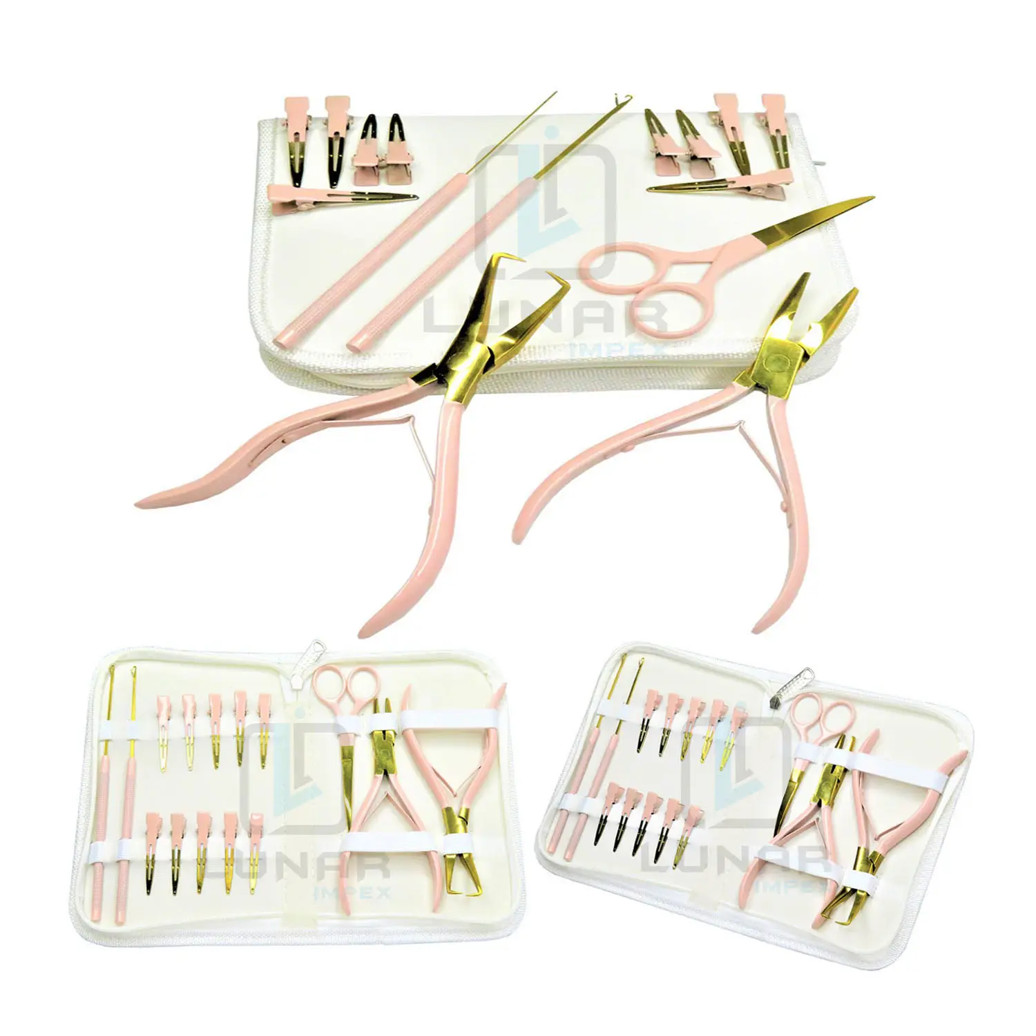 LUNAR Oferta Bebé Rosa Plasma Oro Belleza Peluquería Productos profesionales Equipo Salón Extensión de cabello Kit de estuche blanco