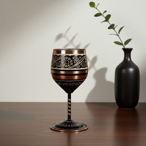 แก้วค็อกเทลเคลือบทองแดงลายเพ้นท์มือ ดีไซน์โบฮีเมียนคลาสสิก แก้วน้ำพลาสติกสำหรับไวน์ขาวและเครื่องดื่ม - Product Image 1