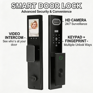 Serrure intelligente en acier avec reconnaissance faciale 3D, interphone vidéo bidirectionnel, <span class=keywords><strong>carte</strong></span> mémoire et WiFi Tuya - Product Image 2