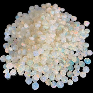 Ethiopian Natural White Opal Beads 4mm Multi-Fire <b>Rainbow</b> Fire Opal Gems Smooth Loose Beads for Jewelry Making - Product Image 1