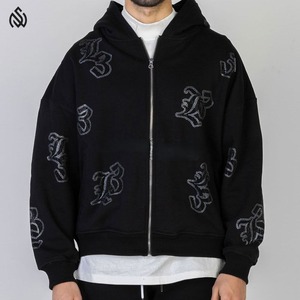 Survêtement avec strass pour l'hiver, survêtement chaud en coton de qualité supérieure avec logo personnalisé, survêtement respirant avec strass pour hommes, nouvel arrivage - Product Image 3