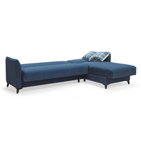 Canapé d'angle modulaire moderne et élégant en chenille, convertible en lit, avec design compact et fonction chaise longue, idéal pour la décoration intérieure.