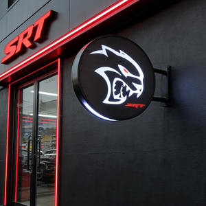 Letrero Publicitario Exterior de Aluminio de Doble Cara, Letrero Personalizado con Logotipo 3D para Estudio, Restaurante, Letrero Redondo con Caja de Luz <span class=keywords><strong>LED</strong></span> - Product Image 3