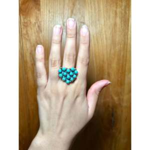Navajo-<b>Crafted</b> Cultural Collectible Ring Red Skin Turquoise & Sterling Silver Size 8.75 - Product Image 4