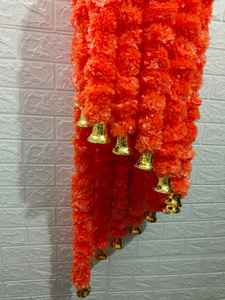 Artificial Genda Phool Hanging Jhumar with Bell Marigold Chandelier for Diwali, Wedding, <b>Home</b> <b>Temple</b>&Festival Ceiling Decoration - Product Image 6