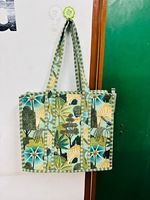 Sac fourre-tout matelassé réversible en coton imprimé à la main, motif floral, style vintage, printemps/été/hiver, avec fermeture éclair, grand format, pour la plage, style bohème gypsy, pour femme