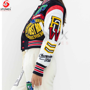 Chaqueta universitaria de alta calidad para mujer, corta con mangas largas, las mejores chaquetas de béisbol para mujer, venta al por mayor - Product Image 6