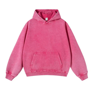 Sudadera con Capucha Extra Grande, Color Rosa, Teñida, 100% Algodón, Felpa Francesa, Diseño con Bolsillo, Unisex, Ropa de Otoño - Product Image 1