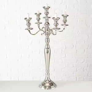 Bougeoir Candélabre Argent Fini Table Centre de Table Aluminium pour Décoration de Noël Chandelier par décor impex - Product Image 1
