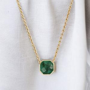 925 argent Sterling 10mm octogone forme émeraude pierres précieuses collier lunette réglage chrétien religieux charme à la mode 18 pouces chaîne - Product Image 1