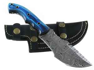 Cuchillo rastreador de acero de Damasco hecho a mano con mango de madera Pakka personalizable mejor calidad soporte OEM - Product Image 2