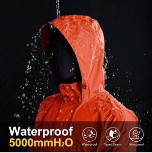 OEM High Street <b>Men's</b> Premium Orange Windbreaker Canvas <b>Rain</b> <b>Jacket</b> <b>Lightweight</b> Windproof Outdoor Shell with Adjustable Hood - Product Image 3