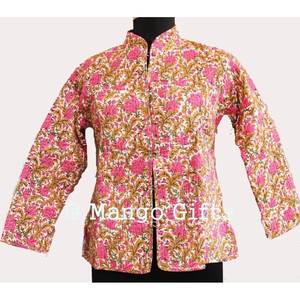 เสื้อแจ็คเก็ตผ้าฝ้ายพิมพ์ลายดอกไม้สีชมพูสำหรับผู้หญิง น้ำหนักเบา ใส่ได้สองด้าน แฟชั่นสำหรับฤดูใบไม้ผลิ - Product Image 1