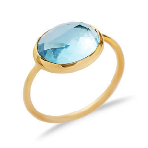 แหวนสเตอร์ลิงทำมือสำหรับ925หินควอทซ์สีทองตัวเรือนรูปไข่สีทองดีไซน์แบบตุรกี - Product Image 3