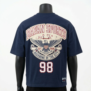 Camiseta de algodón de corte holgado para hombre, estilo oversize, color azul marino, diseño estampado, 100% algodón, corte holgado, estampada. - Product Image 6