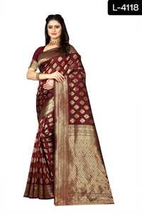 Indian Designer Georgette Saree Banarasi Silk Blouse Piece New Trendy Soft Weaving Heavy Pallu Banarasi Silk Is Main Material - Product Image 4