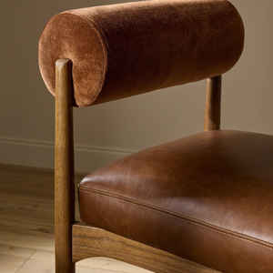 เก้าอี้บาร์ไม้เนื้อแข็งที่ทันสมัย, พนักพิงกำมะหยี่ทรงกระบอก, เก้าอี้เคาน์เตอร์สูงสำหรับห้องครัวเกาะคาเฟ่และร้านอาหาร - Product Image 5