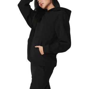 Sweat à capuche écologique en coton éponge français 100% pour femmes avec manches chauve-souris et badge-Vêtements décontractés d'hiver - Product Image 4