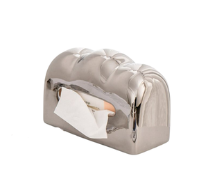 กล่องใส่กระดาษทิชชูสแตนเลสสีเงินสุดหรูทันสมัย ที่ใส่กระดาษเช็ดปากแบบสร้างสรรค์สำหรับตกแต่งบ้าน สำนักงาน โต๊ะกาแฟ - Product Image 1