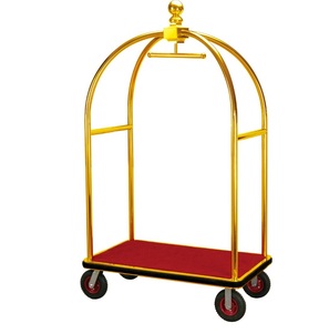 Gold Fineshed New 5 Star Hotel Luggage Hand <b>Cart</b> Hotel Luggage Bellman Trolley <b>Carts</b> for Luggage Carrying in Luxury Hotels - Product Image 1