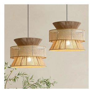 Eco Loom Moderne 2025 Vintage Design Tissé à la Main Jute Corde Lampe Pendentif Rotin Pendentif Rond - Product Image 4