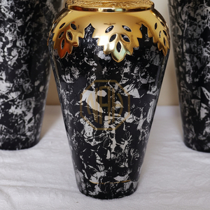 แจกันดอกไม้ตั้งพื้นเหล็กสไตล์นอร์ดิกชายฝั่ง ทำด้วยมือ สีดำเงิน โบราณ เคลือบเงา แจกันโลหะตกแต่งบ้าน - Product Image 6