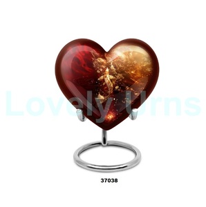 Venta caliente hermosa urna de cremación de corazón de pez dorado para adultos para cenizas humanas urna grande decorativa con soporte y bolsa de terciopelo gratis - Product Image 3