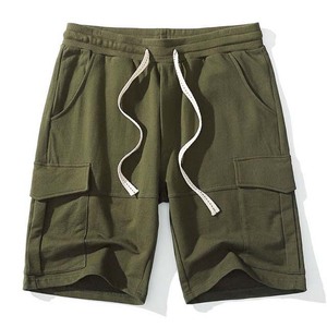 Pantalones cortos de jogging de verano 100% algodón para hombre 220 GSM peso pesado transpirable ajuste suelto bolsillos para correr tablero sólido liso ecológico - Product Image 1