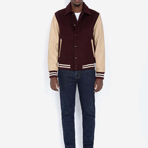 Nueva llegada más tamaño de los hombres Varsity chaquetas al por mayor en blanco calle desgaste mangas de cuero Letterman chaqueta - Product Image 4