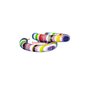 Pendientes de aro hechos a mano multicolor con efecto mármol, joyería de estilo Vintage para mujer, accesorio de moda ligero y audaz - Product Image 4