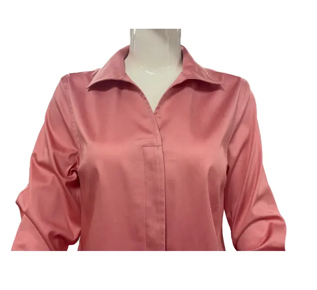 Camisas informales con solapa oculta para mujer, camisas con cuello en V, materiales de alta calidad y diseño creativo, servicio OEM