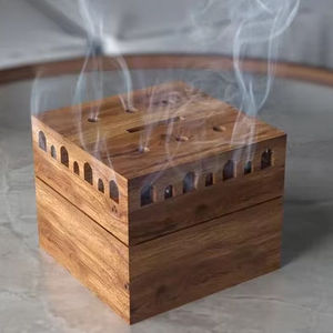 Quemador de Incienso de Madera Hecho a Mano, Diseño de Tablero de Ajedrez Redondo, Difusor Aromático para Uso en Todas las Estaciones, Decoración para el Hogar para Ramadán y Eid - Product Image 4