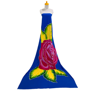 100% rayonne une pièce maillot de bain floral peint à la main plage sarong avec large sélection de couleurs imprimé Bikini ornements pour le sport - Product Image 3