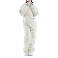 Combinaison de ski pour femme, blanche, à capuche, imperméable, isolée synthétiquement, vêtements de sport d'extérieur, tenue de ski pour femme