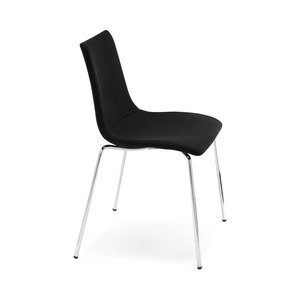 Upholstered Stackable Dining <b>Chair</b> Fabric <b>Shell</b> Polycarbonate Anti-Shock Core 4 Metal Legs Chrome or Brass Effect for Restaurant - Product Image 5