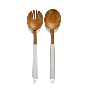 Servidor de ensalada de boda de madera de plata brillante precio al por mayor superventas Juego de 2 para hoteles y restaurantes en casa - Product Image 3