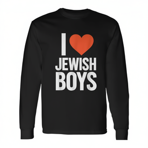 T-shirt à manches longues avec cœur rouge pour garçons juifs, I Love Jewish Boys - Product Image 2