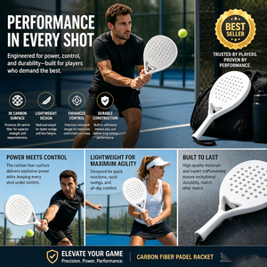 Échantillon de raquette de padel personnalisée en 5 jours, usine OEM, fibre de carbone, légère pour débutant, noyau EVA, polyester, écologique, vente en gros immédiate - Product Image 5