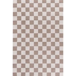 Alfombra Rectangular Minimalista de Yute Hecha a Máquina, 4m de Ancho, Alta Calidad, Diseño a Cuadros Beige - Product Image 1