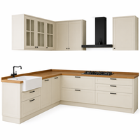 Armoires de cuisine Shaker modernes style ferme, blanc crème personnalisé, en bois massif, écologiques, garantie 5 ans, modulaires
