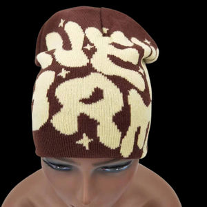 Venta al por mayor Unisex Diseñador Jacquard Acrílico Beanie Logotipo personalizado Bordado Sólido Invierno Punto Skullcap Hombres Mujeres Y2K Beanie - Product Image 4