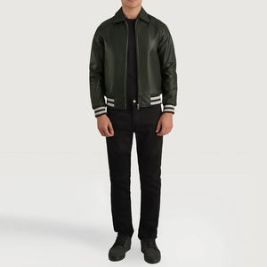 2025 chaqueta de bombardero con mangas de cuero genuino de cuerpo de lana de alta calidad personalizada chaquetas universitarias para hombres y mujeres - Product Image 4