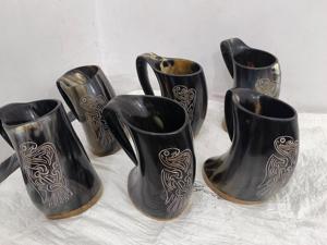 Super Design corne tasse à boire gravure grandes tailles pour Vikings authentique poli utilisation personnalisée tasse de fête Style américain main - Product Image 6